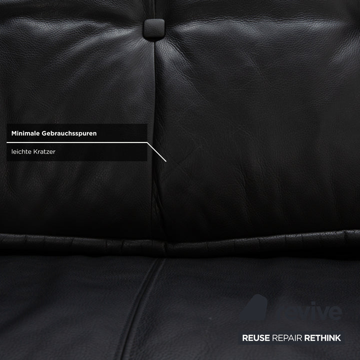 Bretz Monster Leder Dreisitzer Schwarz manuelle Funktion Sofa Couch Schlafsofa