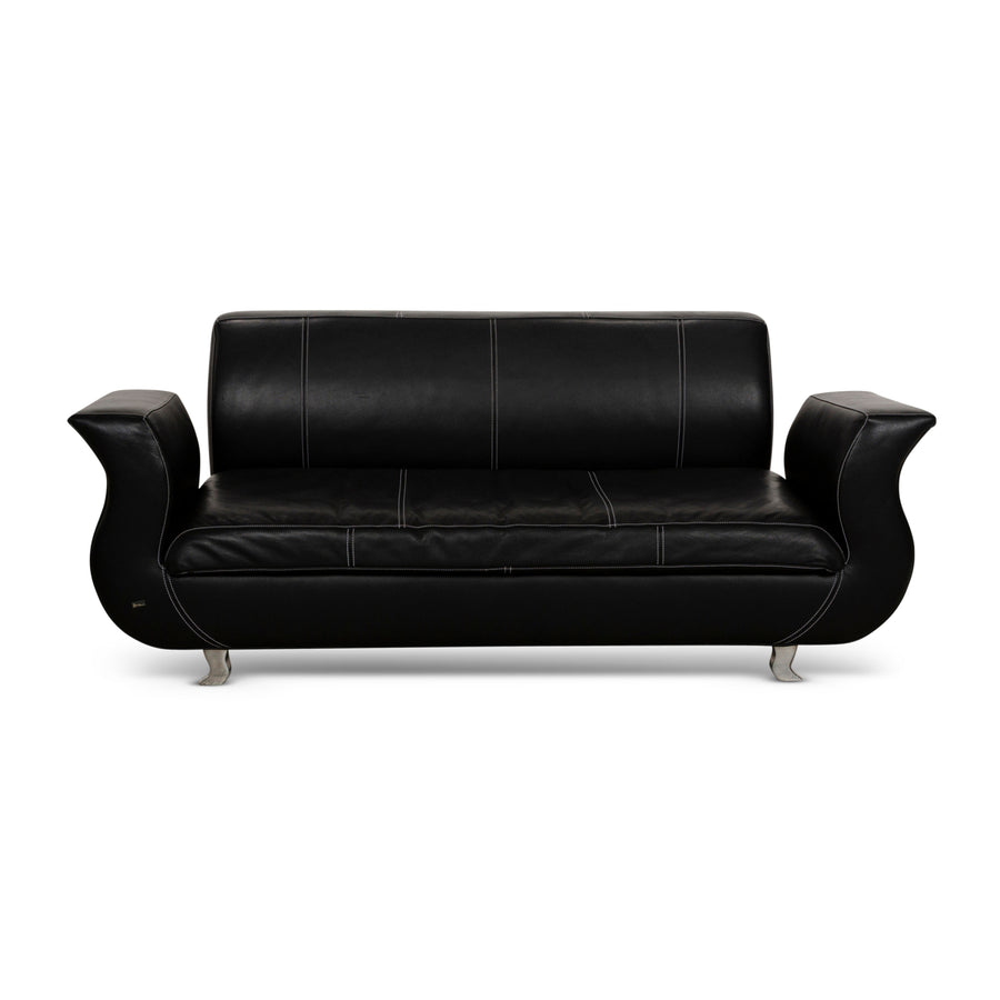 Bretz Moon Leder Dreisitzer Schwarz Sofa Couch