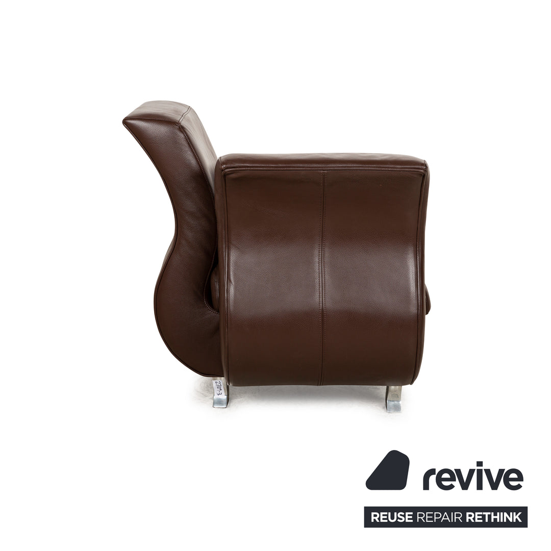 Fauteuil Bretz Moon en cuir marron