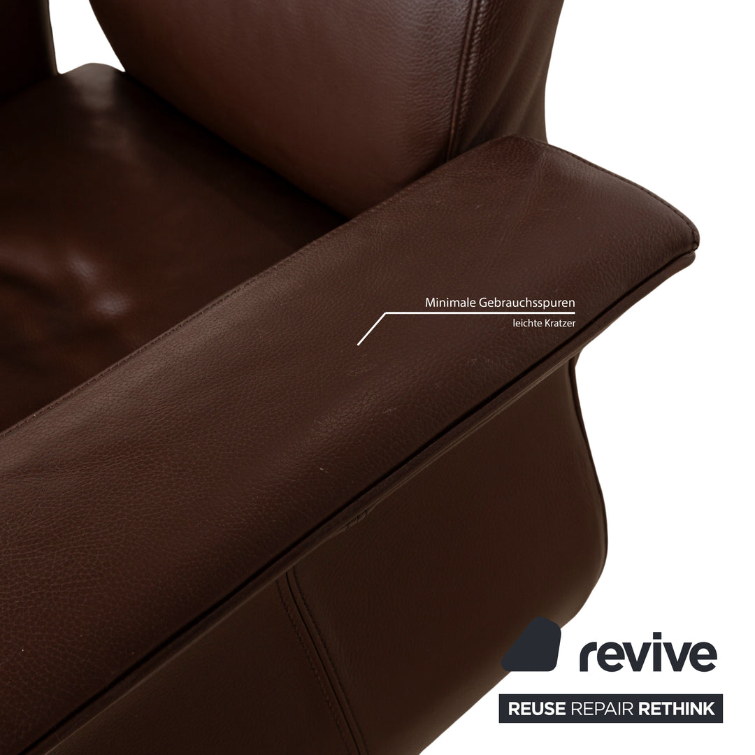 Fauteuil Bretz Moon en cuir marron