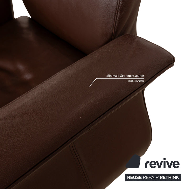 Fauteuil Bretz Moon en cuir marron