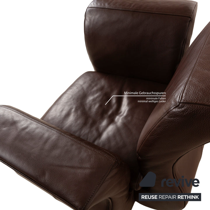 Fauteuil Bretz Moon en cuir marron