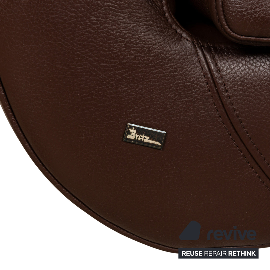 Fauteuil Bretz Moon en cuir marron