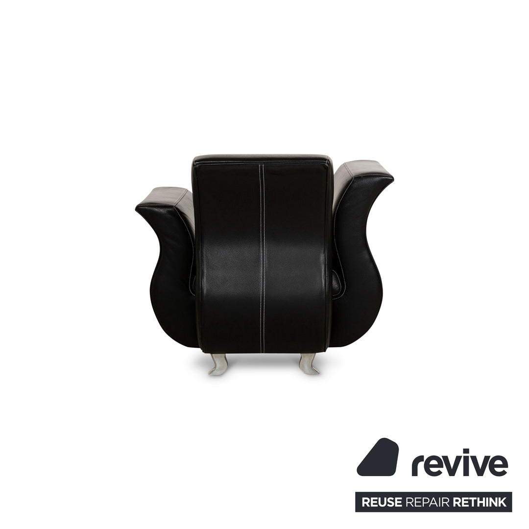 Bretz Moon Leather Armchair Black