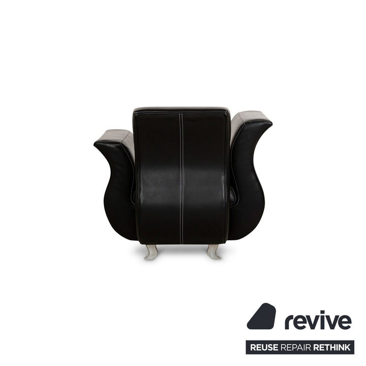 Bretz Moon Leather Armchair Black