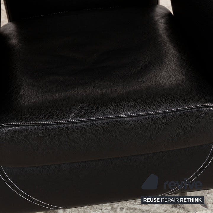 Fauteuil Bretz Moon en cuir noir