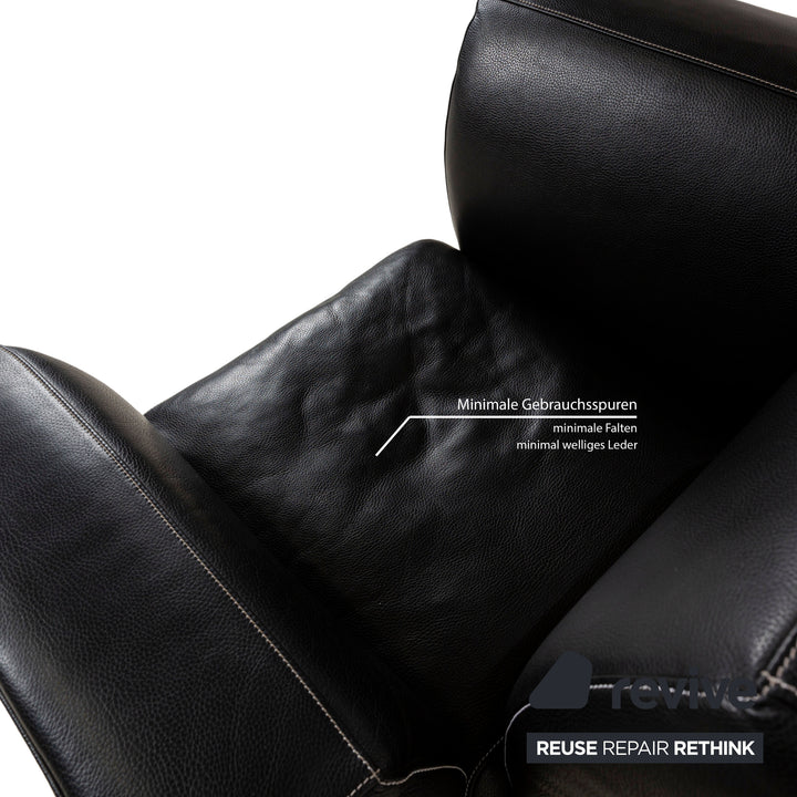Bretz Moon Leather Armchair Black