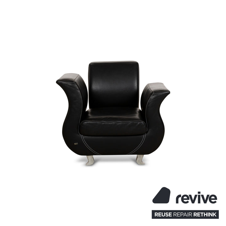 Bretz Moon Leather Armchair Black