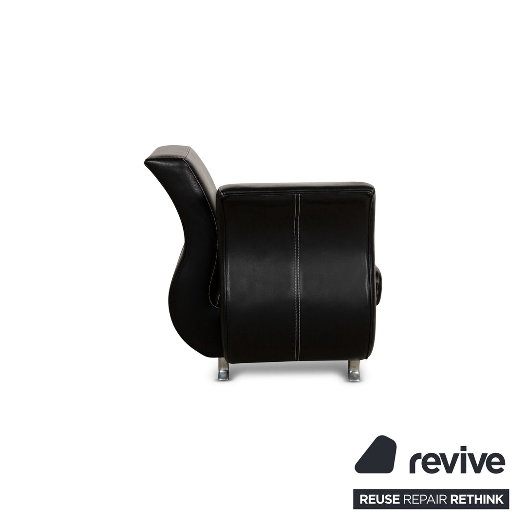 Bretz Moon Leather Armchair Black
