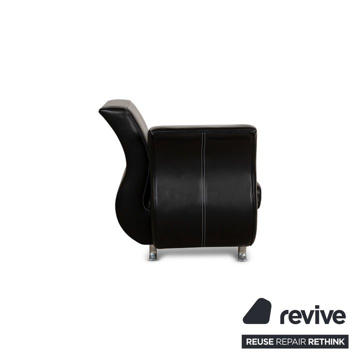 Bretz Moon Leather Armchair Black