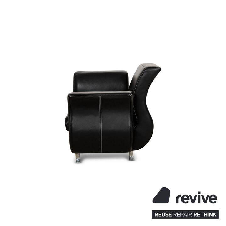Bretz Moon Leather Armchair Black