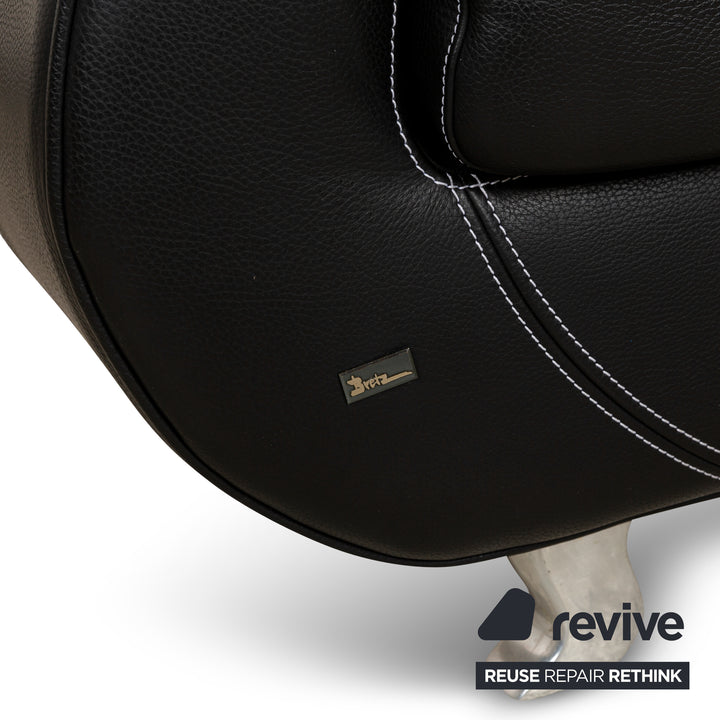 Bretz Moon Leather Armchair Black