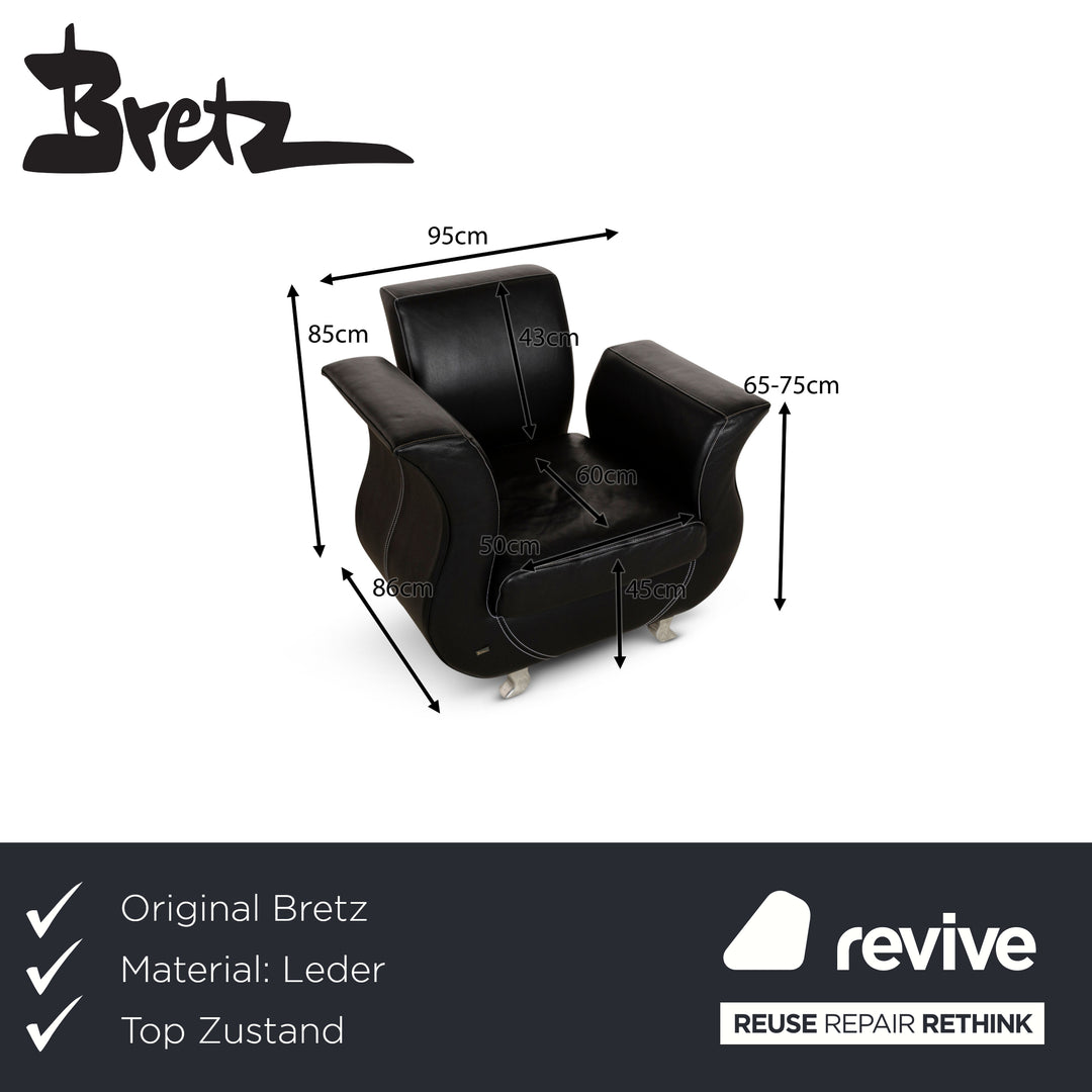 Bretz Moon Leather Armchair Black