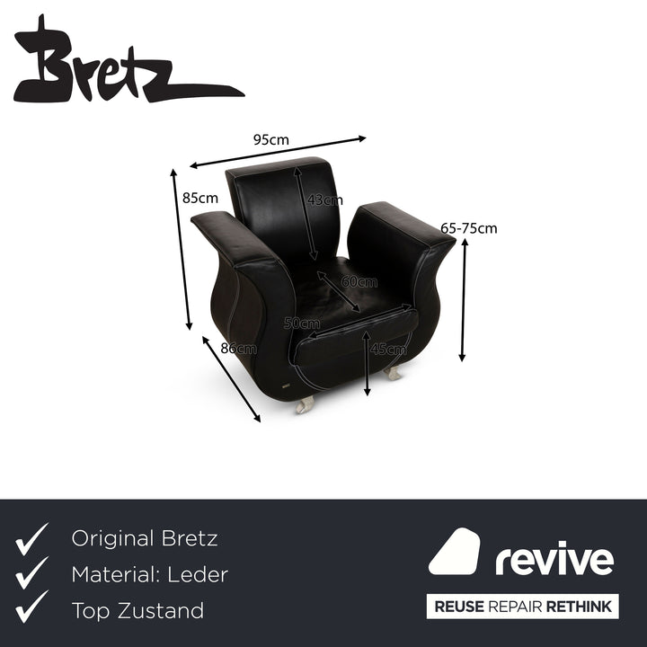 Bretz Moon Leather Armchair Black