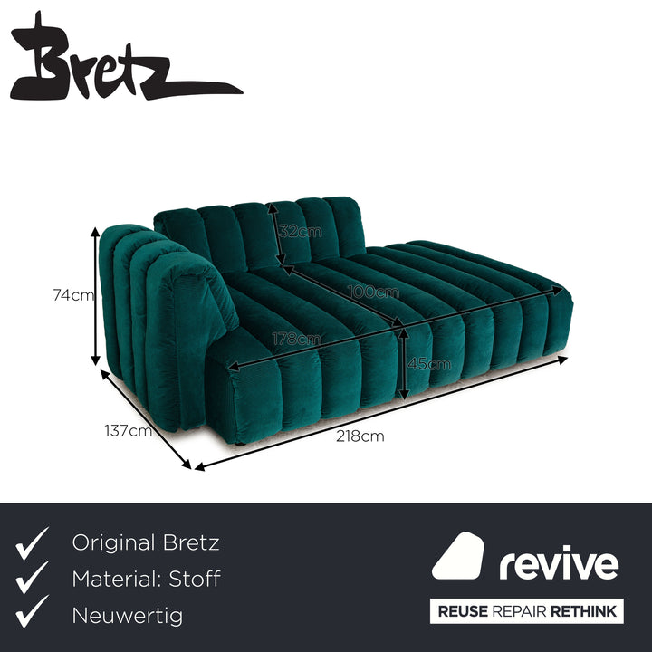 Bretz Moonraft Fabric Two Seater Turquoise Sofa Couch Exhibit