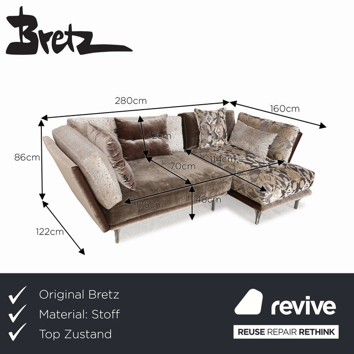 Bretz Napali Fabric Corner Sofa Beige Grey Sofa Couch Recamiere Right Sofa Couch