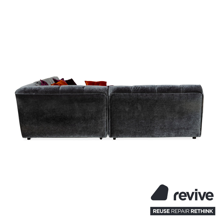 Bretz Ocean 7 Fabric Corner Sofa Silver Grey Velvet Sofa Couch