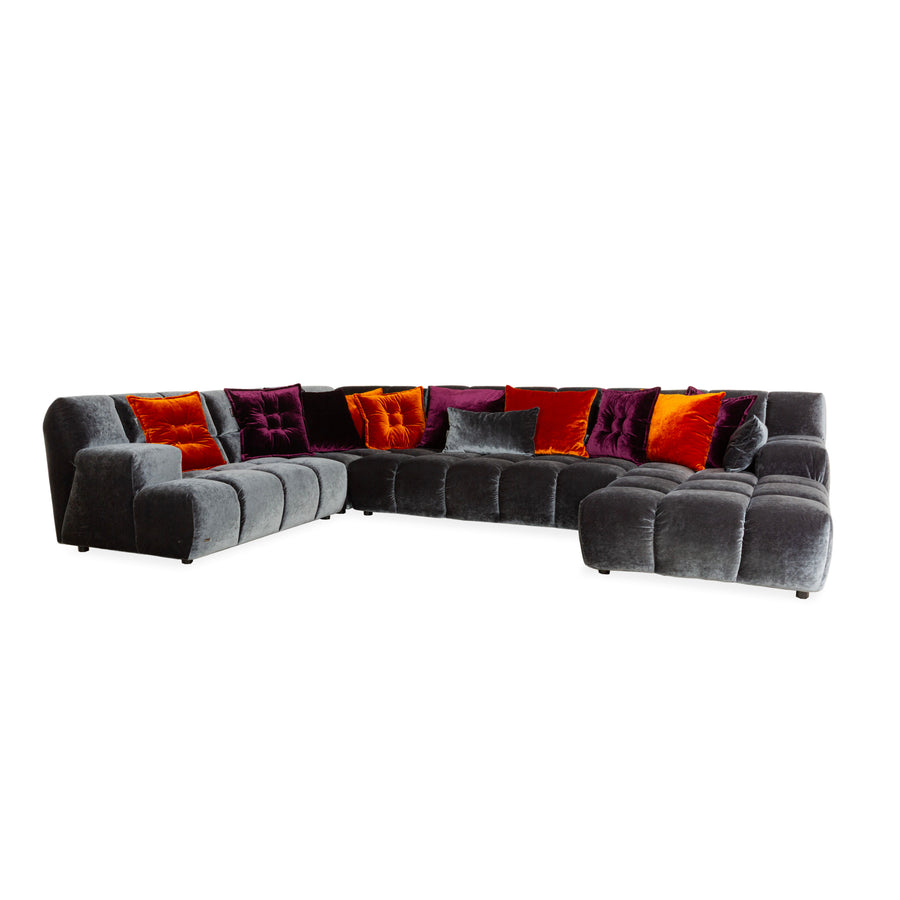 Bretz Ocean 7 Stoff Ecksofa Silber Grau Samt Sofa Couch