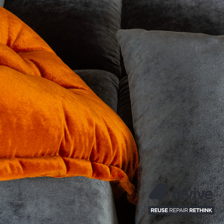 Bretz Ocean 7 Fabric Corner Sofa Silver Grey Velvet Sofa Couch