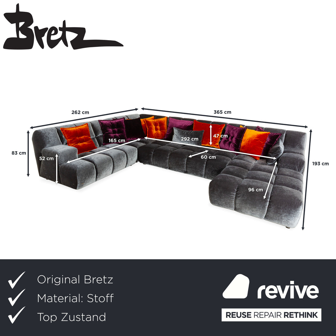 Bretz Ocean 7 Fabric Corner Sofa Silver Grey Velvet Sofa Couch