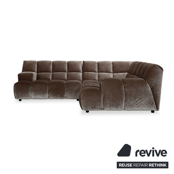 Bretz Ocean 7 Stoff Velours Ecksofa Grau Austernpilz Sofa Couch