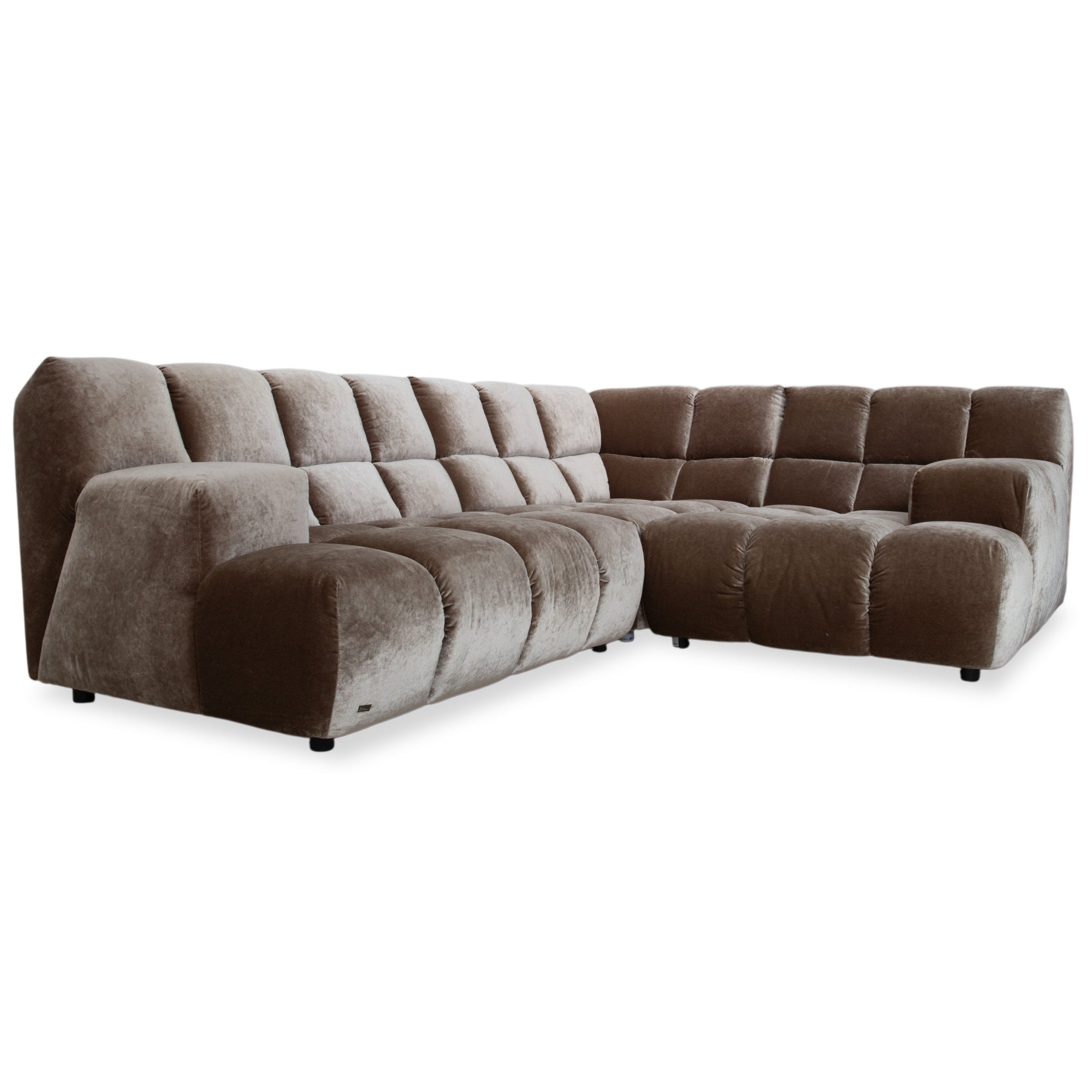 Bretz Ocean 7 Stoff Velours Ecksofa Grau Austernpilz Sofa Couch