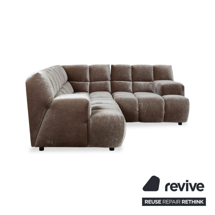Bretz Ocean 7 Stoff Velours Ecksofa Grau Austernpilz Sofa Couch