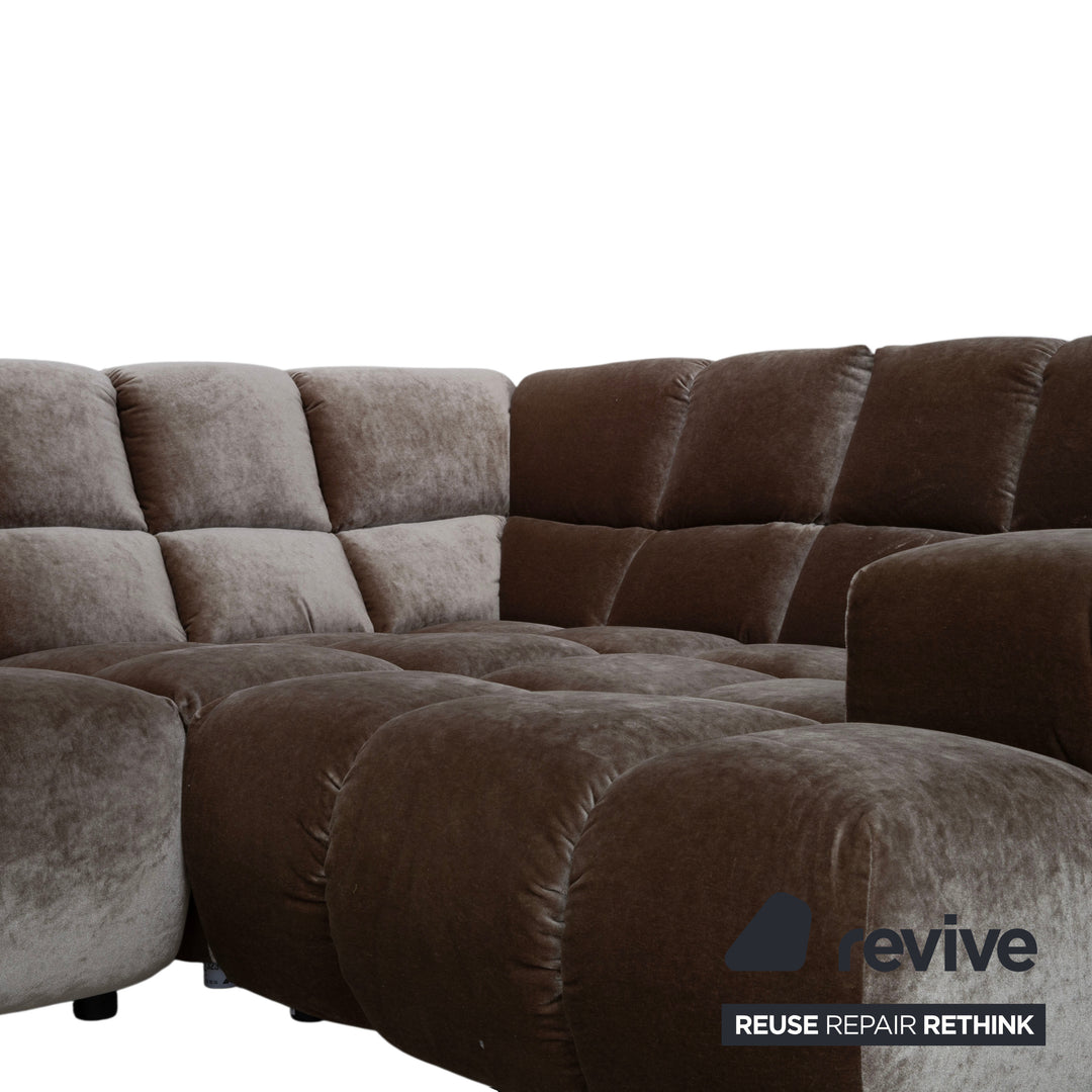 Bretz Ocean 7 Stoff Velours Ecksofa Grau Austernpilz Sofa Couch
