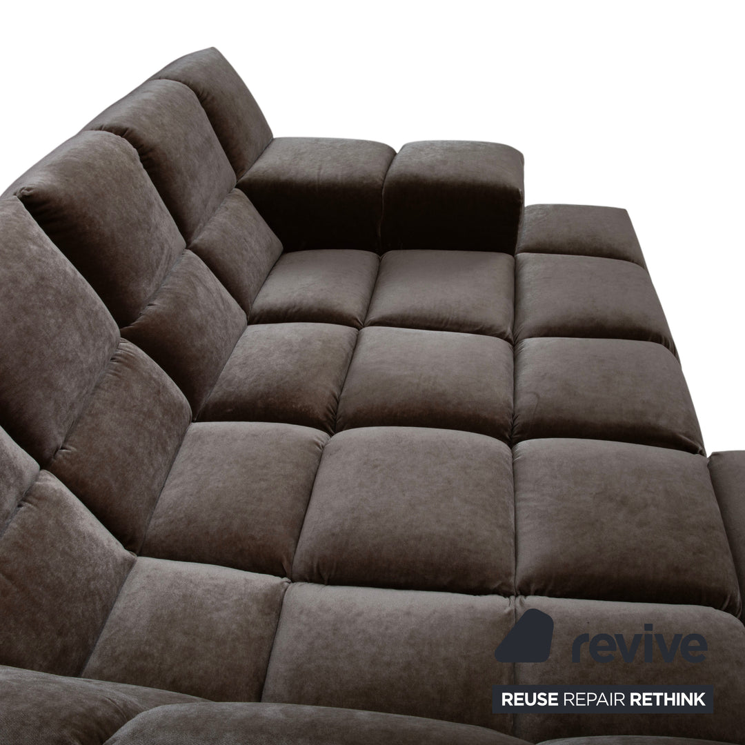 Bretz Ocean 7 Stoff Velours Ecksofa Grau Austernpilz Sofa Couch