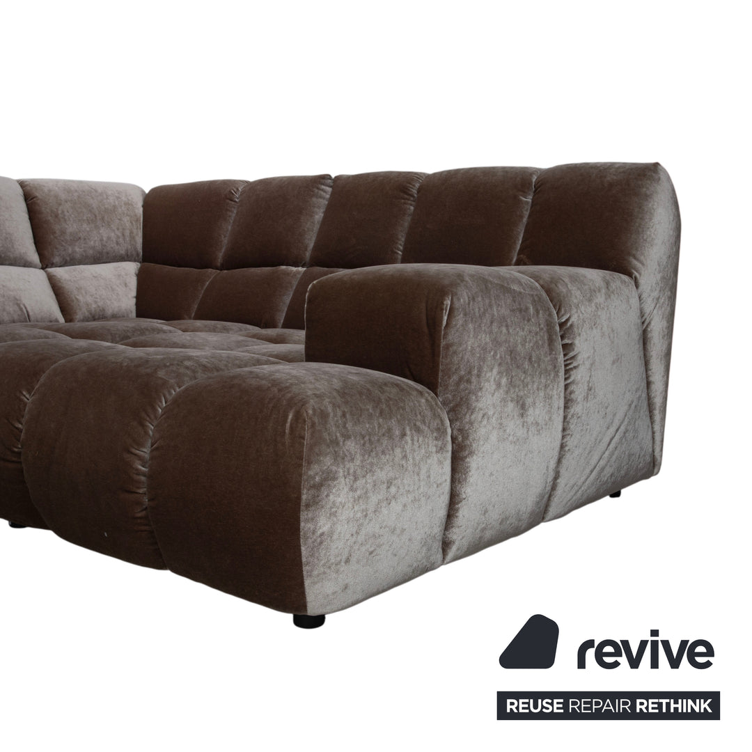 Bretz Ocean 7 Stoff Velours Ecksofa Grau Austernpilz Sofa Couch