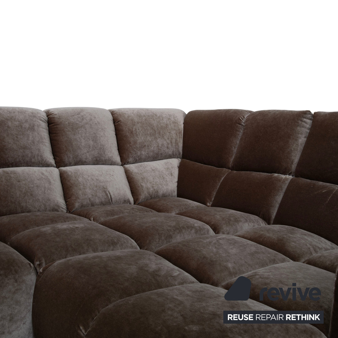 Bretz Ocean 7 Stoff Velours Ecksofa Grau Austernpilz Sofa Couch
