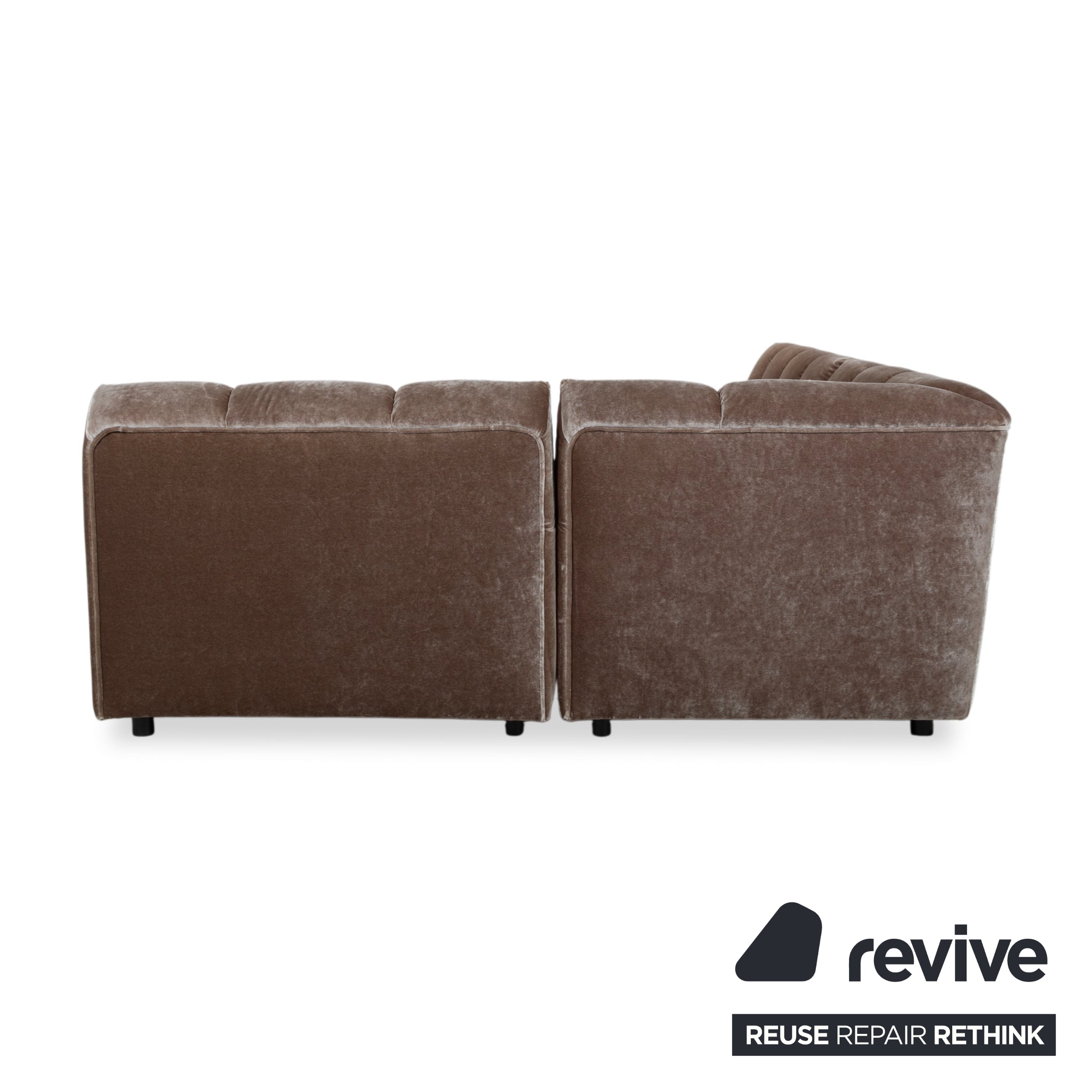 Bretz Ocean 7 Stoff Velours Ecksofa Grau Austernpilz Sofa Couch