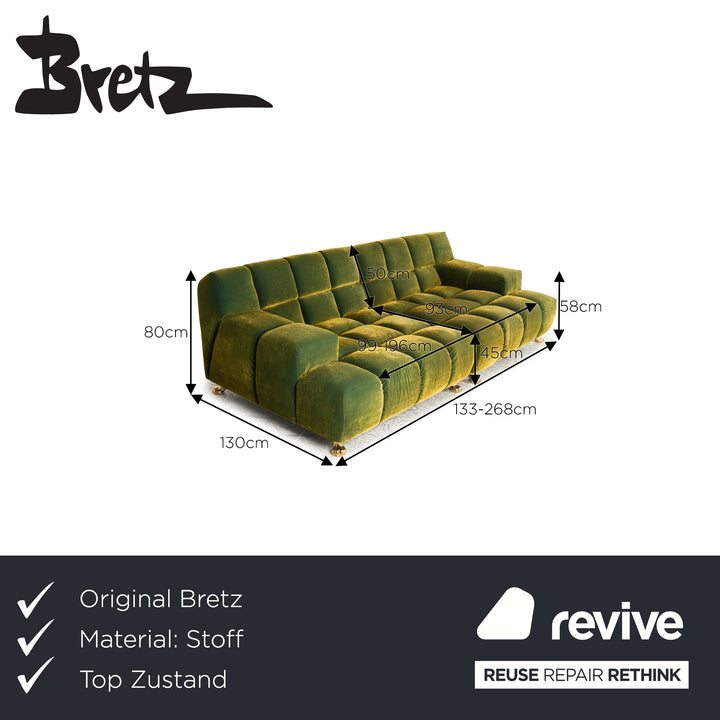 Bretz Ocean 7 Fabric Four Seater Green Yellow Sofa Couch