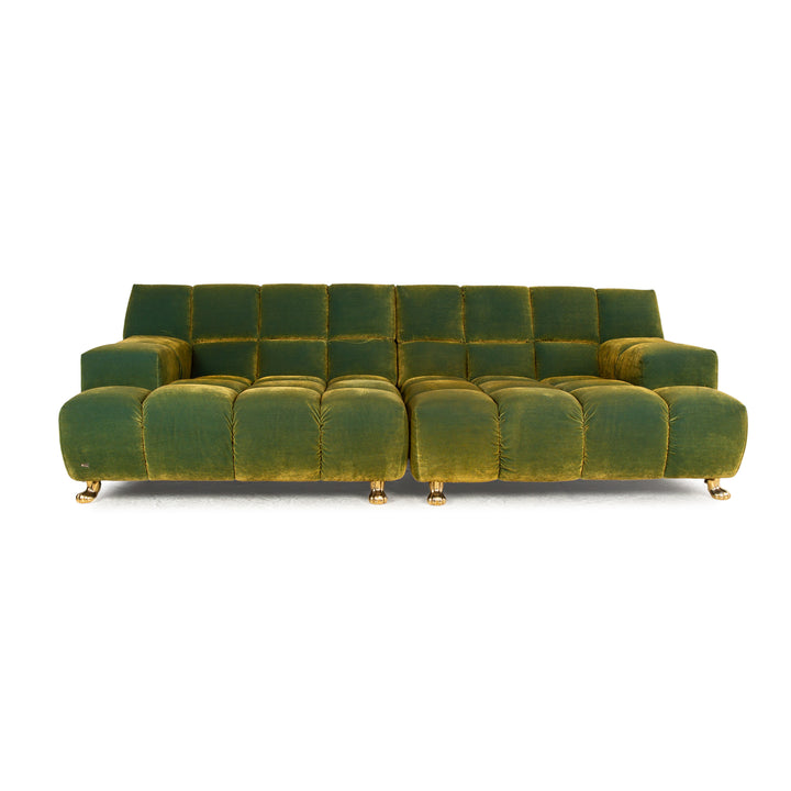 Bretz Ocean 7 Fabric Four Seater Green Yellow Sofa Couch