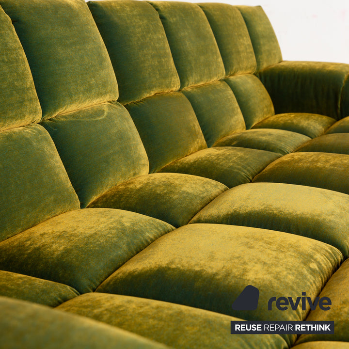 Bretz Ocean 7 Fabric Four Seater Green Yellow Sofa Couch