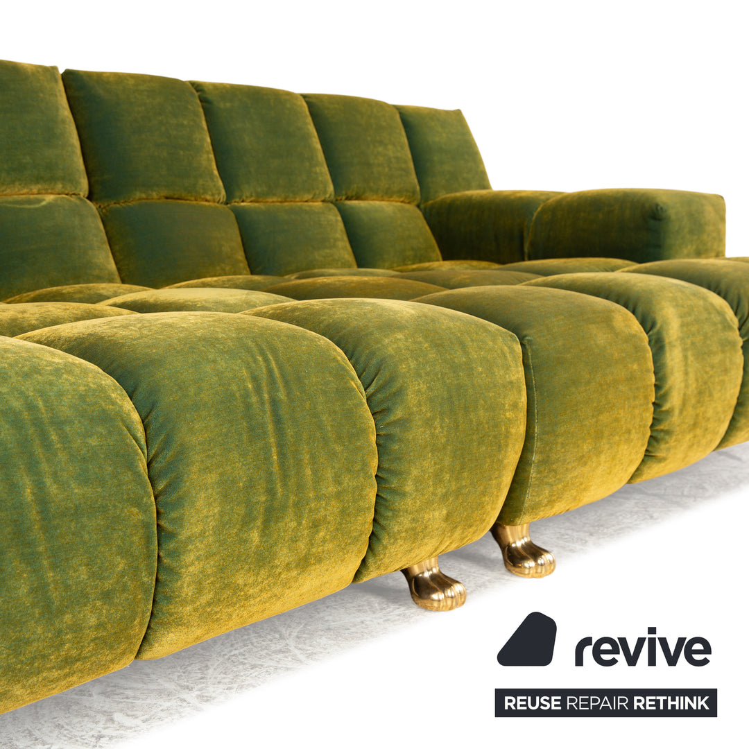 Bretz Ocean 7 Fabric Four Seater Green Yellow Sofa Couch