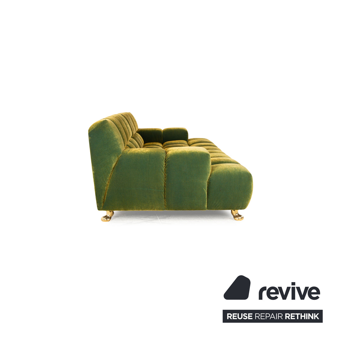 Bretz Ocean 7 Fabric Four Seater Green Yellow Sofa Couch