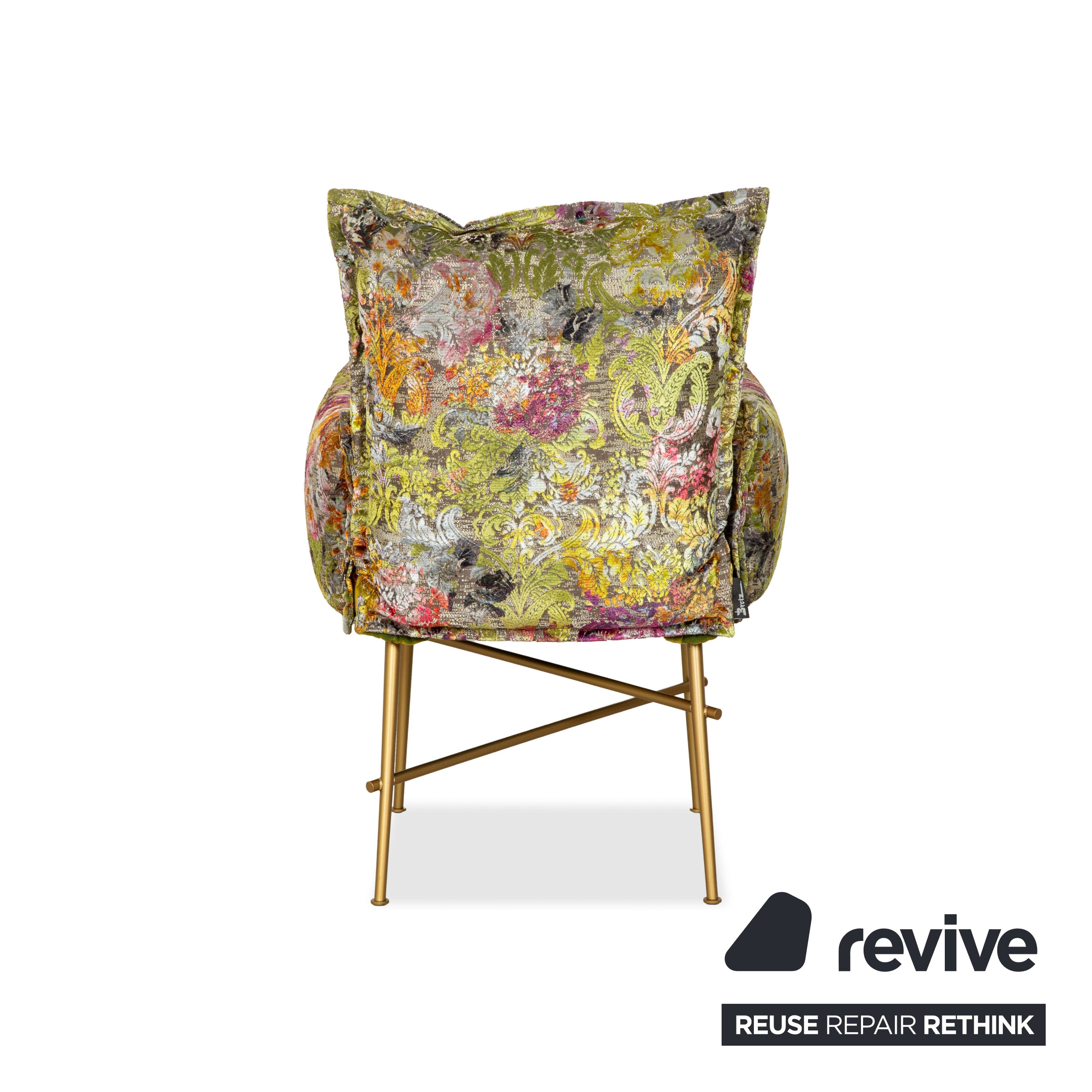 Bretz Ohlinda Garnitur MDF Esstisch & 6x Stoff Stühle Grün Creme Weiß Gold midsummer oliv bunt Blumenmuster Muster Samt Esszimmer 270 x 110 x 74 cm