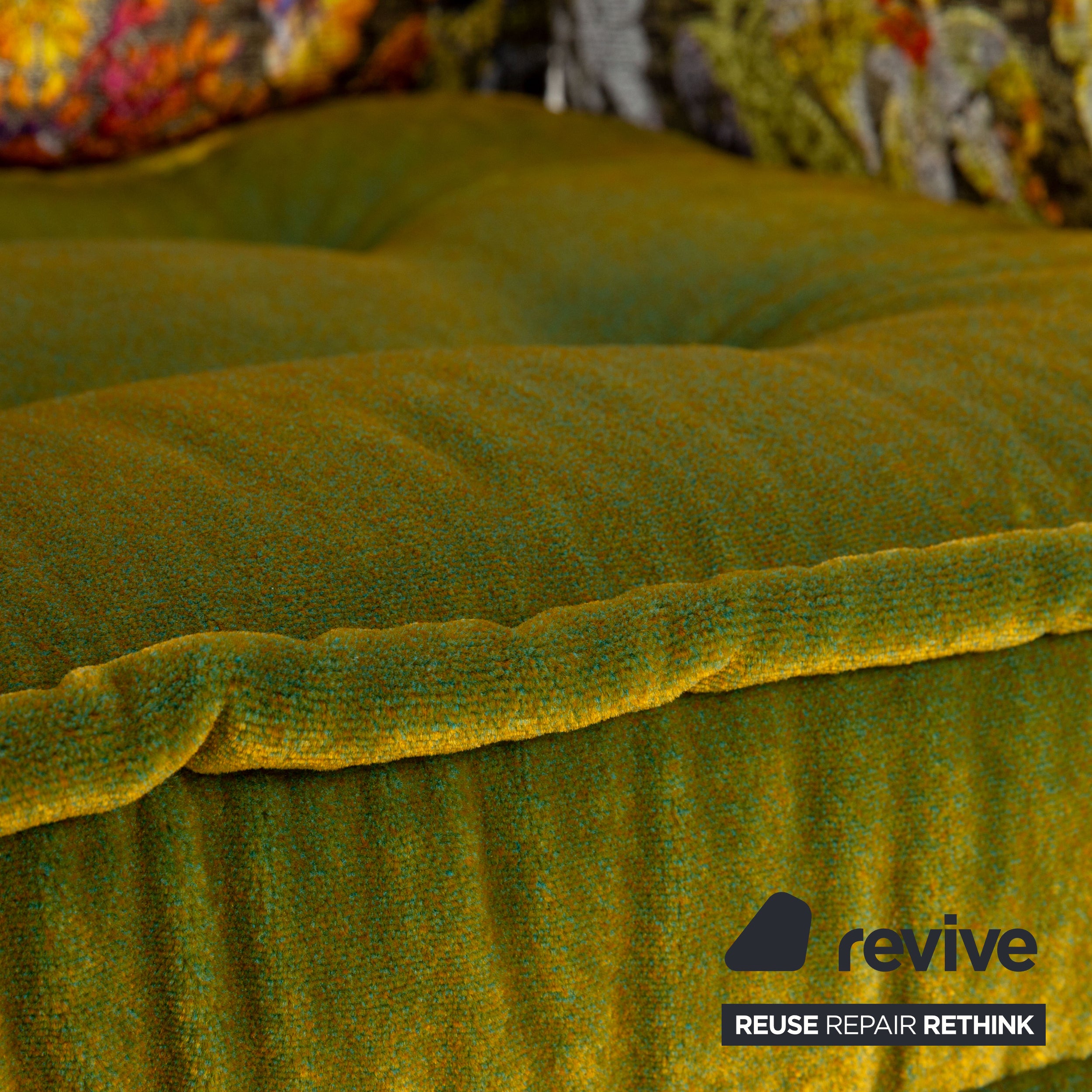 Bretz Ohlinda Garnitur MDF Esstisch & 6x Stoff Stühle Grün Creme Weiß Gold midsummer oliv bunt Blumenmuster Muster Samt Esszimmer 270 x 110 x 74 cm