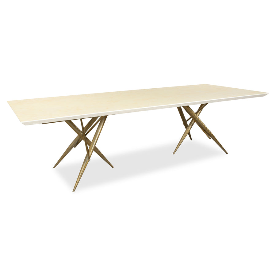Bretz Ohlinda MDF Esstisch Creme Weiß Gold 270 x 110 x 74 cm