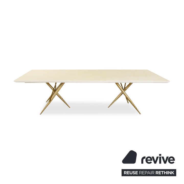 Bretz Ohlinda MDF Esstisch Creme Weiß Gold 270 x 110 x 74 cm