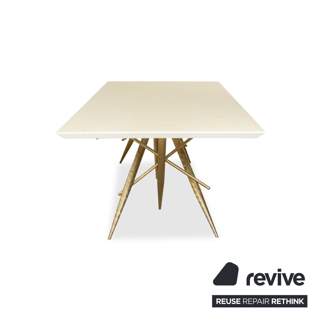 Bretz Ohlinda MDF Esstisch Creme Weiß Gold 270 x 110 x 74 cm