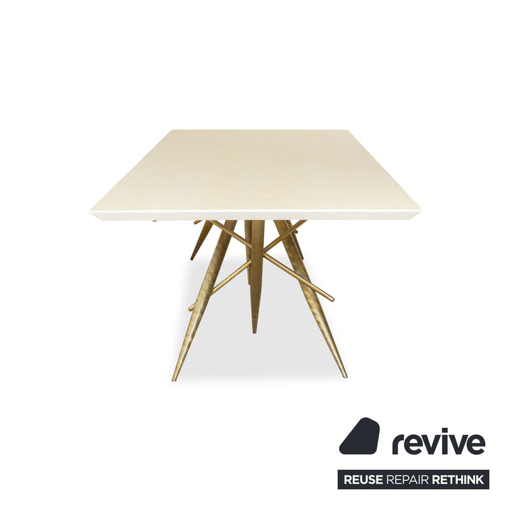 Bretz Ohlinda MDF Esstisch Creme Weiß Gold 270 x 110 x 74 cm