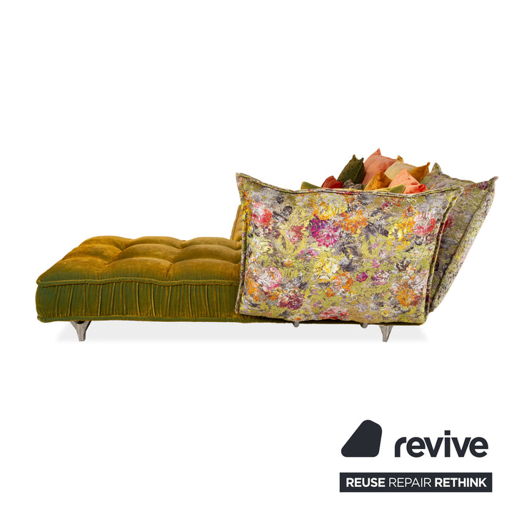 Canapé d'angle en tissu Bretz Ohlinda à motifs vert et jaune