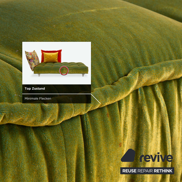 Bretz Ohlinda Stoff Liege Grün midsummer oliv bunt Blumenmuster Muster Samt Daybed