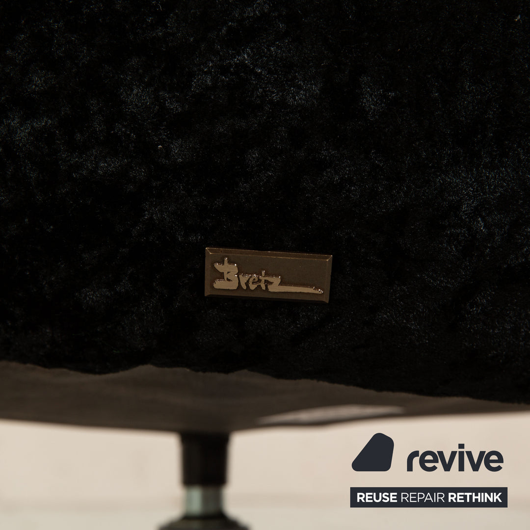 Bretz Pompadour fabric armchair black manual swivel function