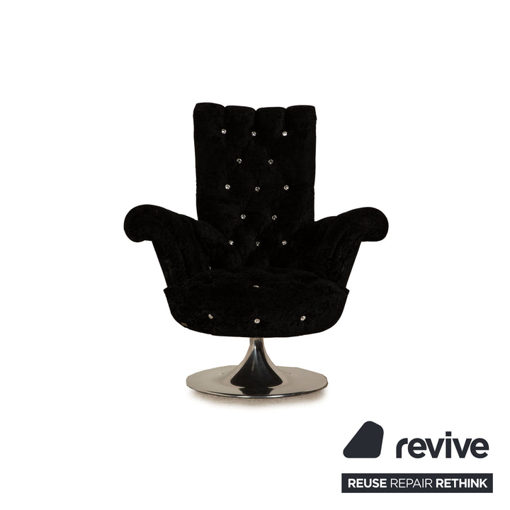 Bretz Pompadour fabric armchair black manual swivel function