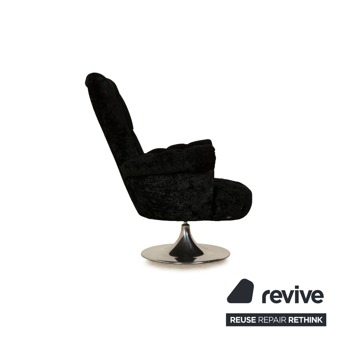 Bretz Pompadour fabric armchair black manual swivel function