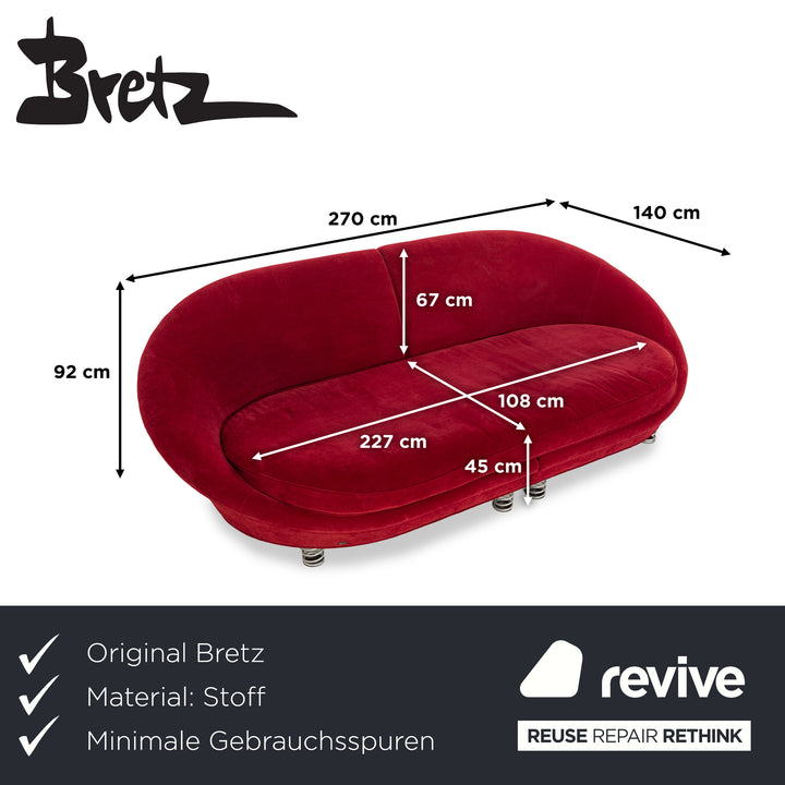 Canapé quatre places en tissu rouge Bretz Pool