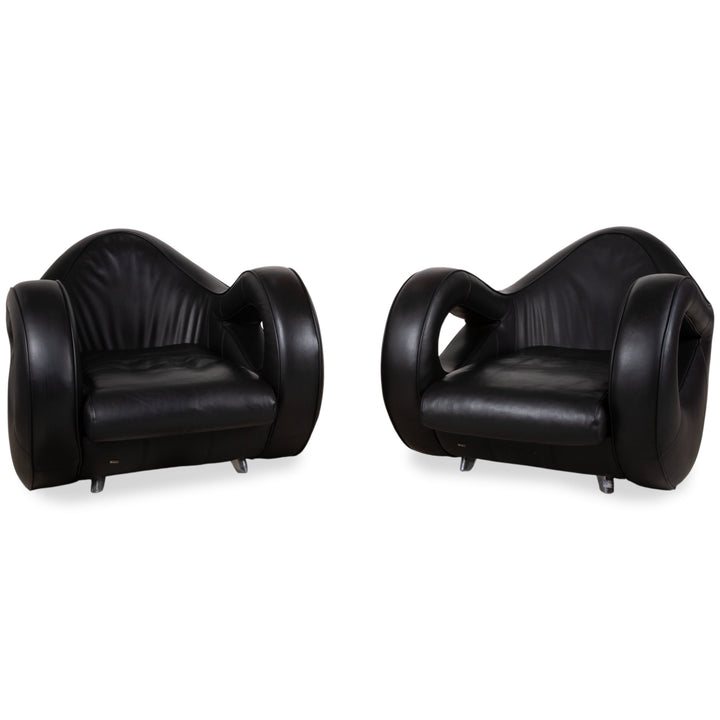 Bretz Slow Rider Leder 2x Sessel Schwarz